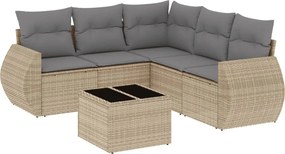 vidaXL Set canapele de grădină cu perne, 6 piese, bej, poliratan