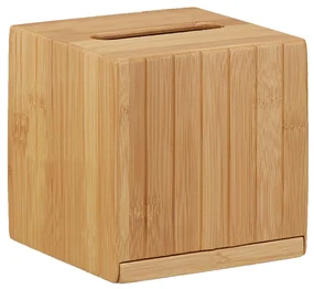 Dispenser servetele faciale  forma cubica Bambus lacuit Natur  14 x 14 x 14 cm