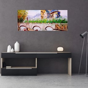 Tablou - Pictură în ulei a orașului (120x50 cm)