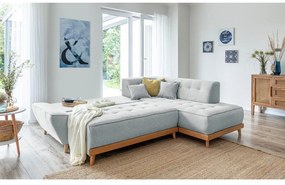 Colțar extensibil cu șezlong pe partea dreaptă Miuform Dazzling Daisy L, gri deschis