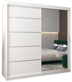 Dulap de haine 250 cm cu oglindă Verika 2 250 (alb). 1064238