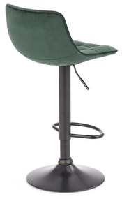 Scaun de bar cu picior negru MALIBU VELVET, verde