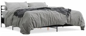 3280062 vidaXL Cadru de pat, negru, 200x200 cm, lemn prelucrat și metal