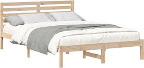 vidaXL Cadru de pat cu headboard Maro 140 x 210 cm Lemn de pin masiv
