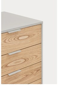 Comodă gri/în culoare naturală joasă cu aspect de lemn de stejar 159x80 cm Sierra – Teulat