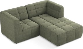 Colțar verde cu tapițerie din țesătură bouclé (cu colț pe partea dreaptă/cu șezlong) Aloha – Makamii