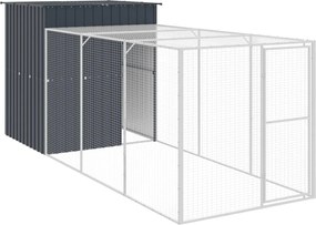 vidaXL Coteț de pui cu incintă antracit 165x455x181 cm oțel galvanizat