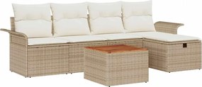 vidaXL Set de canapele pentru grădină cu pernă 6 pcs Bej Rattan poli
