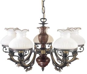 Candelabru cu 5 brate design italian din alama cu lemn 2810