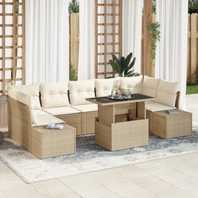 vidaXL Set de canapele pentru grădină cu pernă 8 pcs bej și crem