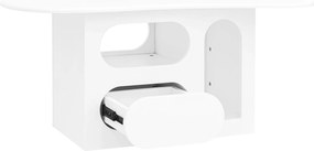 Masă de cafea cu sertare, masă de cafea în formă de nor cu spații de depozitare deschise, 97x45x43,5 cm, Alb