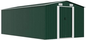 vidaXL Șopron de grădină, 257x489x181 cm, verde, metal