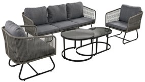 Set de lounge de grădină din 5 piese cu frânghie, Gri | Aosom Romania