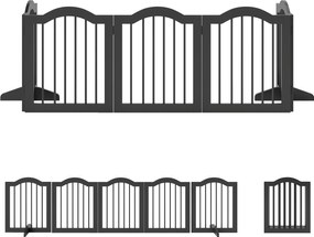 PawHut Gard delimitare pentru câini, grilaj de protecție independent cu picioare, pliabil, 5 panouri, 261,5 x 29,5 x 61 cm, Negru | Aosom Romania