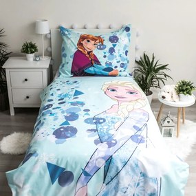 Lenjerie de pat pentru copii fosforescentă din bumbac Jerry Fabrics Frozen Glow, 140 x 200 cm