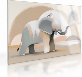 Tablou pe sticlă - Elefant în culori pastel (70x50 cm)