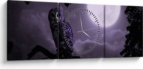 Tablou - Bufniță de noapte, violet (cu ceas) (90x30 cm)