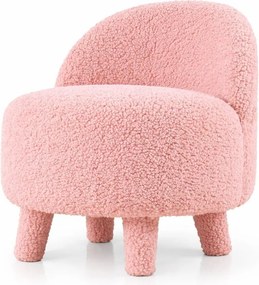 Fotoliu pentru copii roz deschis cu tapițerie din stofă bouclé Moouv – Artie