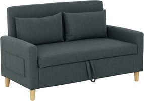 HOMCOM Canapea Modernă cu 2 Locuri, Brațe, 2 Perne Detașabile și Spațiu pentru Depozitare, 135x72x84 cm, Gri | Aosom Romania