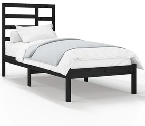 3105789 vidaXL Cadru de pat, negru, 100x200 cm, lemn masiv