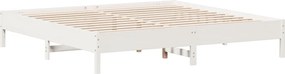 vidaXL Cadru de pat fără saltea, alb, 200x200 cm, lemn masiv pin