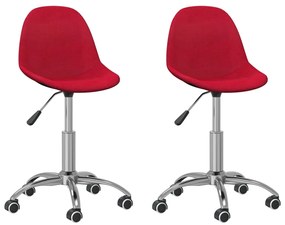 333421 vidaXL Scaune de bucătărie pivotante, 2 buc., roșu vin, textil