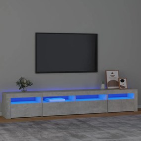 Comoda TV cu lumini LED, gri beton, 240x35x40 cm 1, Gri beton, 240 x 35 x 40 cm