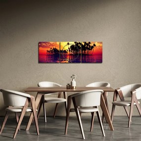 Tablou insulă în apus de soare (cu ceas) (90x30 cm)