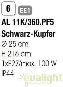 Stalp exterior stil clasic IP44 H216cm Kenzo AL 11K/360.PF5 schw.-kupfer OR