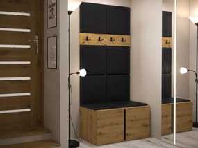 Hol Timothy IV (Stejar artisan + Stejar artisan + Negru) (piele ecologică Soft 011 (Negru)). 1059897