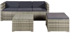 Jusky Set ratan de gradina Punta Cana M - perne gri/antracit