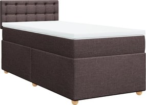vidaXL Pat box spring cu saltea, maro închis, 90x190 cm, textil