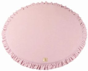 Saltea rotunda pentru joaca din spuma, Catifea Roz cu volanas, diametru 100 cm