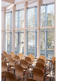 Scaune de dining maro/maro coniac cu cotiere/stivuibile 2 buc. cu aspect de lemn de nuc Book – Gazzda