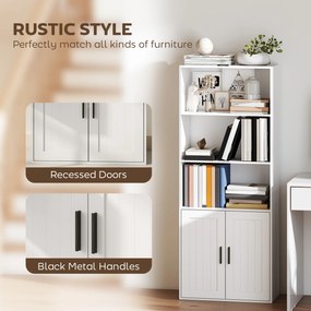 HOMCOM Bibliotecă cu Rafturi Deschise și Dulap cu Raft Reglabil Alb | Aosom Romania