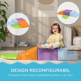 HOMCOM Set 4 Blocuri Moi pentru Copii 1-3 Ani, Spumă și Piele PU, Jucării de Cățărat, Multicolor | Aosom Romania
