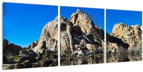 Tablou oglinzirea pietrelor (cu ceas) (90x30 cm)