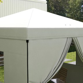 Outsunny Cort pliabil pop-up 3x3 m cu 4 draperii laterale 2 ferestre din plasă înălțime reglabilă impermeabil și anti-UV Alb | Aosom Romania