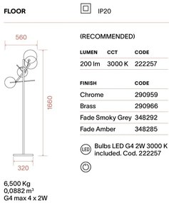Lampa de podea EQUINOXE PT4 crom/ faded smoky