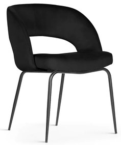 Scaun tapitat Lizbona negru/negru – H79 cm