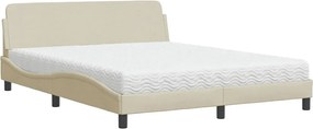 vidaXL Pat cu saltea, Dover, crem, 160x200 cm, material textil