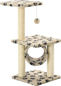 vidaXL Ansamblu pisici stâlpi funie sisal, bej, 65 cm, imprimeu lăbuțe