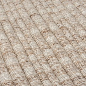 Covor bej țesut manual din amestesc de lână 200x290 cm Rene Fringed Ribbed – Flair Rugs