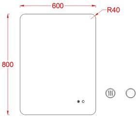 Oglinda dreptunghiulara cu iluminare LED 3 culori si dezaburire, 60 cm, Fluminia Verona 600x800 mm