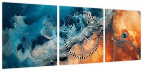 Tablou - Apă și foc (cu ceas) (90x30 cm)