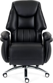 PRESIDENT BLACK 999 – Scaun Executiv Premium din Piele Naturală, Reclinabil electric, 2 Motoare, Suport pentru Picioare, Negru