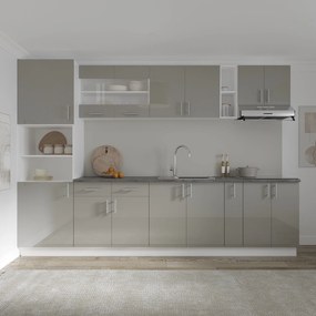 Set haaus V26, Gri Lucios/Alb, MDF, Blat Thermo 28 mm, L 300 cm