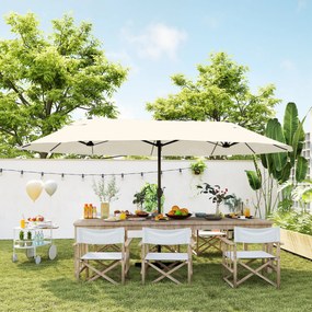 Outsunny Umbrelă de grădină XXL cu picior în cruce umbrelă mărime mare 4,6L x 2,7l x 2,4H cm oțel poliester crem | Aosom Romania