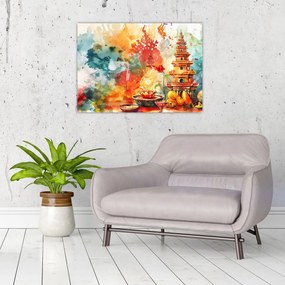 Tablou pe sticlă - Ilustrație în acuarelă (70x50 cm)