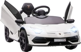 HOMCOM Mașinuță Electrică pentru Copii 3-5 Ani cu Uși Fluture, Mașinuță Electrică cu Telecomandă, 107,5x63x42 cm, Alb | Aosom Romania